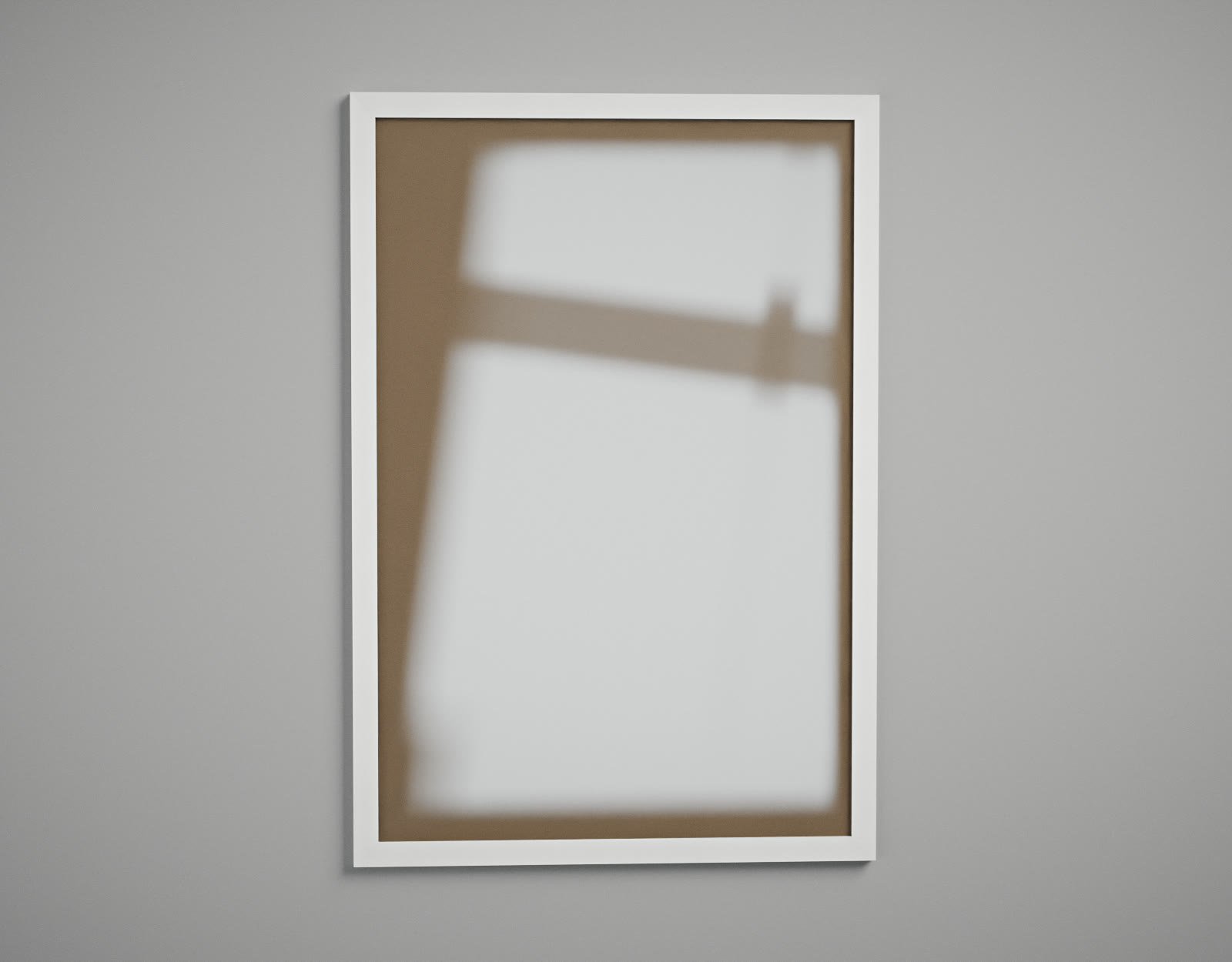 Moldura branca 60x90 com fundo pardo, de frente