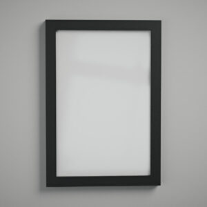 Moldura 20x30 perfil 2 cm preta com acrílico Fundo Branco - de frente - MoldurOn