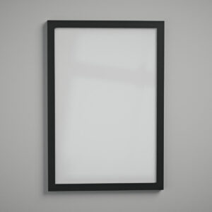 Moldura 30x45 perfil 2 cm preta com acrílico Fundo Branco - de frente - MoldurOn
