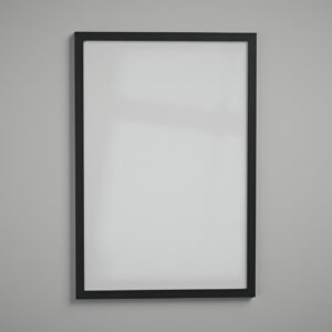 Moldura 40x60 perfil 2 cm preta com acrílico Fundo Branco - de frente - MoldurOn