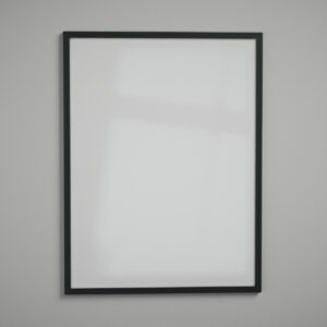 Moldura 60x80 perfil 2 cm preta com acrílico Fundo Branco - de frente - MoldurOn
