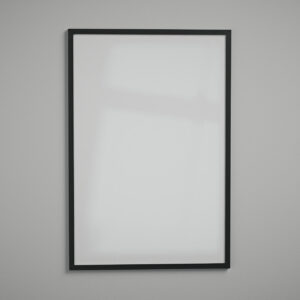 Moldura 60x90 perfil 2 cm preta com acrílico Fundo Branco - de frente - MoldurOn