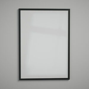 Moldura A1 perfil 2 cm preta com acrílico Fundo Branco - de frente - MoldurOn
