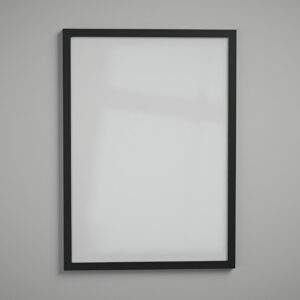 Moldura A2 perfil 2 cm preta com acrílico Fundo Branco - de frente - MoldurOn