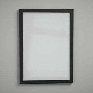 Moldura A3 perfil 2 cm preta com acrílico Fundo Branco - de frente - MoldurOn