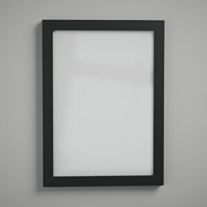 Moldura A4 perfil 2 cm preta com acrílico Fundo Branco - de frente - MoldurOn