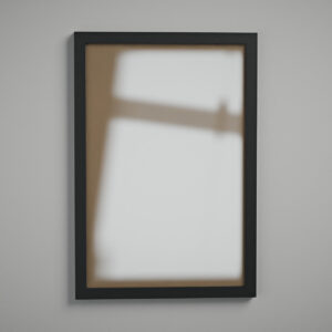 Moldura 30x45 perfil 2 cm preta com acrílico Fundo Pardo - de frente - MoldurOn