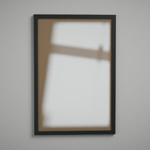 Moldura 40x60 perfil 2 cm preta com acrílico Fundo Pardo - de frente - MoldurOn