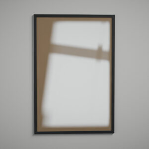 Moldura 60x90 perfil 2 cm preta com acrílico Fundo Pardo - de frente - MoldurOn