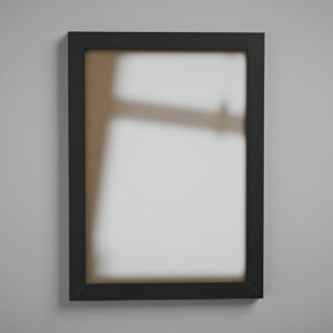 Moldura A4 perfil 2 cm preta com acrílico Fundo Pardo - de frente - MoldurOn